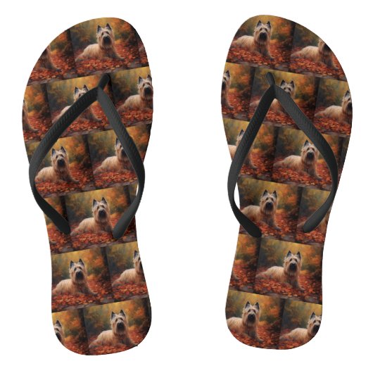 Skye Terrier in herfstbladeren val inspireert Teenslippers (Voetbed)