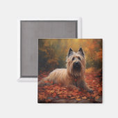 Skye Terrier in herfstbladeren valt inspireren Magneet (Voorkant / Achterkant)