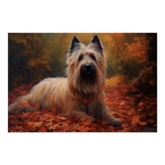 Skye Terrier in herfstbladeren valt inspireren Perfect Poster (Voorkant)