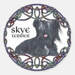 Skye Terrier in Keltische knoopwerkstijl Ronde Sticker
