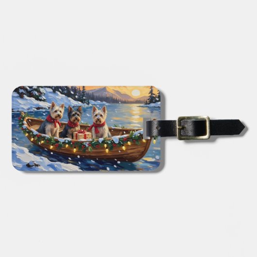 Skye Terrier Kerstboot Vakantie Bagagelabel (Voorkant horizontaal)