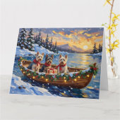 Skye Terrier Kerstboot Vakantie Kaart (Gele Bloem)