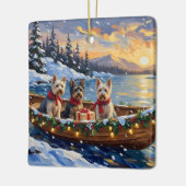Skye Terrier Kerstboot Vakantie Keramisch Ornament (Links)