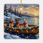 Skye Terrier Kerstboot Vakantie Keramisch Ornament (Achterkant)