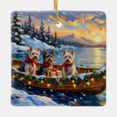 Skye Terrier Kerstboot Vakantie Keramisch Ornament (Voorkant)