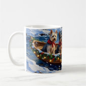 Skye Terrier Kerstboot Vakantie Koffiemok (Links)