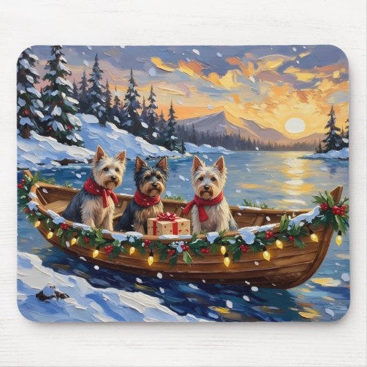 Skye Terrier Kerstboot Vakantie Muismat (Voorkant)