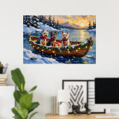 Skye Terrier Kerstboot Vakantie Poster (Thuiskantoor)