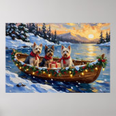 Skye Terrier Kerstboot Vakantie Poster (Voorkant)