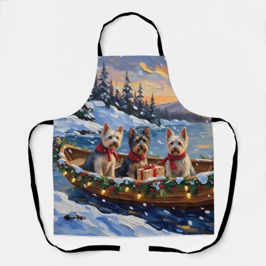 Skye Terrier Kerstboot Vakantie Schort (Voorkant)