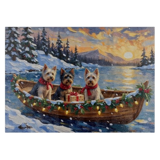 Skye Terrier Kerstboot Vakantie Snijplank (Voorkant)
