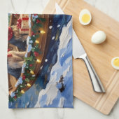 Skye Terrier Kerstboot Vakantie Theedoek (Quarter Fold)