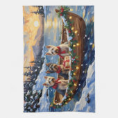 Skye Terrier Kerstboot Vakantie Theedoek (Verticaal)