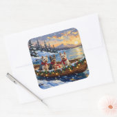 Skye Terrier Kerstboot Vakantie Vierkante Sticker (Envelop)