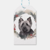 Skye Terrier Kerstkrans Feestelijke Pup Cadeaulabel (Voorkant)