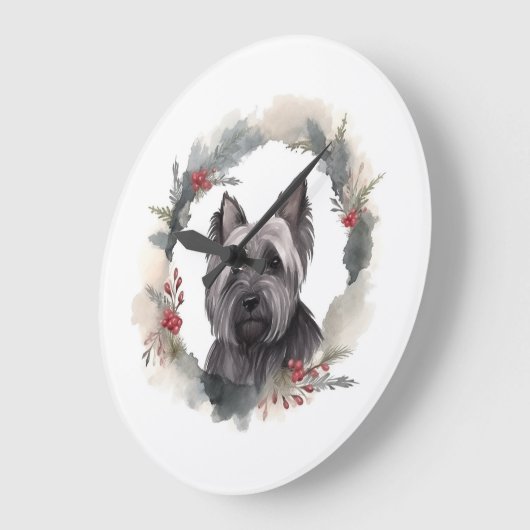 Skye Terrier Kerstkrans Feestelijke Pup Grote Klok (Hoek)