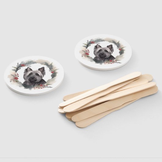 Skye Terrier Kerstkrans Feestelijke Pup Handwaaier (Niet-gemonteerd)