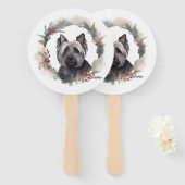 Skye Terrier Kerstkrans Feestelijke Pup Handwaaier (Voorkant en achterkant)