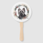 Skye Terrier Kerstkrans Feestelijke Pup Handwaaier (Voorkant)