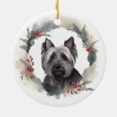 Skye Terrier Kerstkrans Feestelijke Pup Keramisch Ornament (Achterkant)
