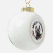 Skye Terrier Kerstkrans Feestelijke Pup Keramische Bal Ornament (Links)