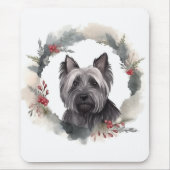 Skye Terrier Kerstkrans Feestelijke Pup Muismat (Voorkant)