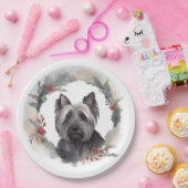 Skye Terrier Kerstkrans Feestelijke Pup Papieren Bordje (Feest)