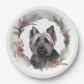 Skye Terrier Kerstkrans Feestelijke Pup Papieren Bordje (Voorkant)