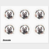 Skye Terrier Kerstkrans Feestelijke Pup Ronde Sticker (Vel)