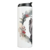 Skye Terrier Kerstkrans Feestelijke Pup Thermosbeker (Gedraaid links)