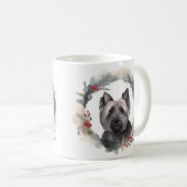 Skye Terrier Kerstkrans Festieve Pup Koffiemok (Voorkant rechts)