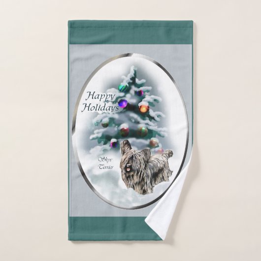 Skye Terrier Kerstmis Bad Handdoek (Handdoek)