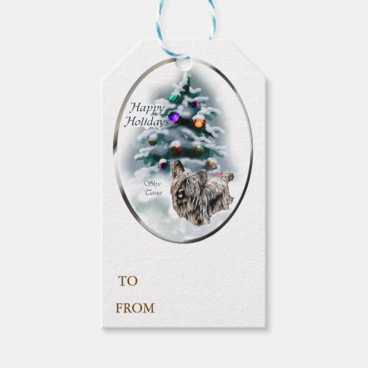Skye Terrier Kerstmis Cadeaulabel (Voorkant)
