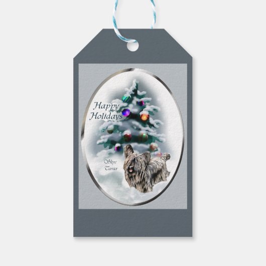 Skye Terrier Kerstmis Cadeaulabel (Achterkant)