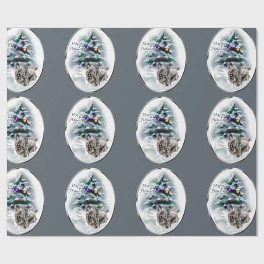 Skye Terrier Kerstmis Cadeaupapier (Vlak)