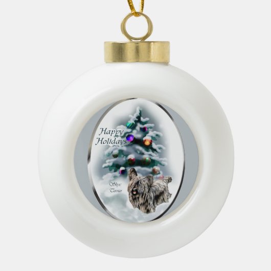 Skye Terrier Kerstmis Keramische Bal Ornament (Voorkant)