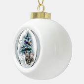 Skye Terrier Kerstmis Keramische Bal Ornament (Rechts)