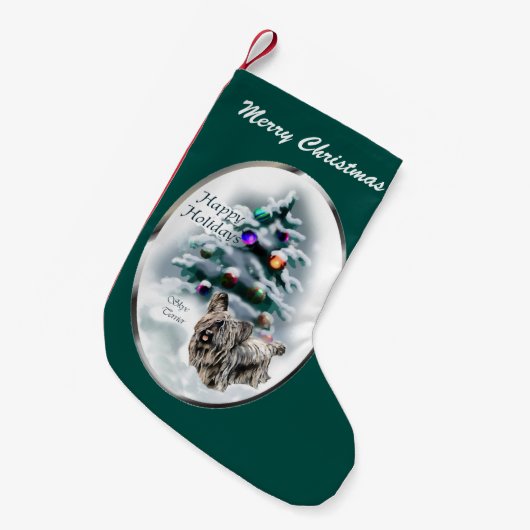 Skye Terrier Kerstmis Kleine Kerstsok (Voorkant (Hangend))