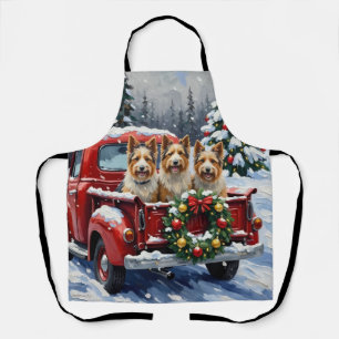 Skye Terrier Kerstmis Rode Truck Vakantie Schort