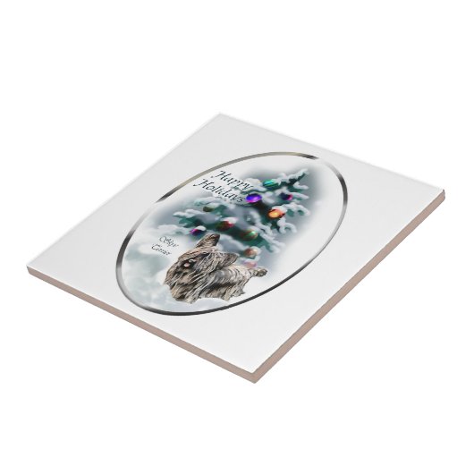 Skye Terrier Kerstmis Tegeltje (Zijkant)