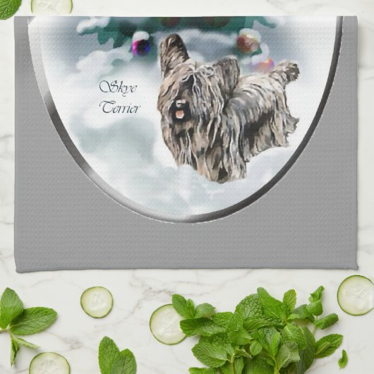 Skye Terrier Kerstmis Theedoek (Gevouwen)
