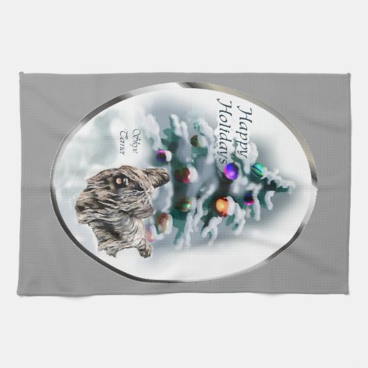 Skye Terrier Kerstmis Theedoek (Horizontaal)