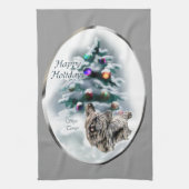 Skye Terrier Kerstmis Theedoek (Verticaal)