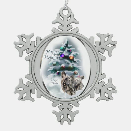 Skye Terrier Kerstmis Tin Sneeuwvlok Ornament (Voorkant)