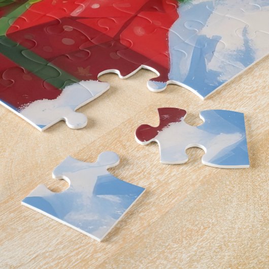 Skye Terrier loopt in de sneeuw met kerst Pet Legpuzzel (Zijkant)