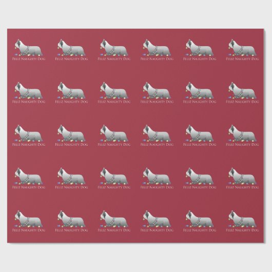 Skye Terrier Merry-kerstontwerp Cadeaupapier (Vlak)