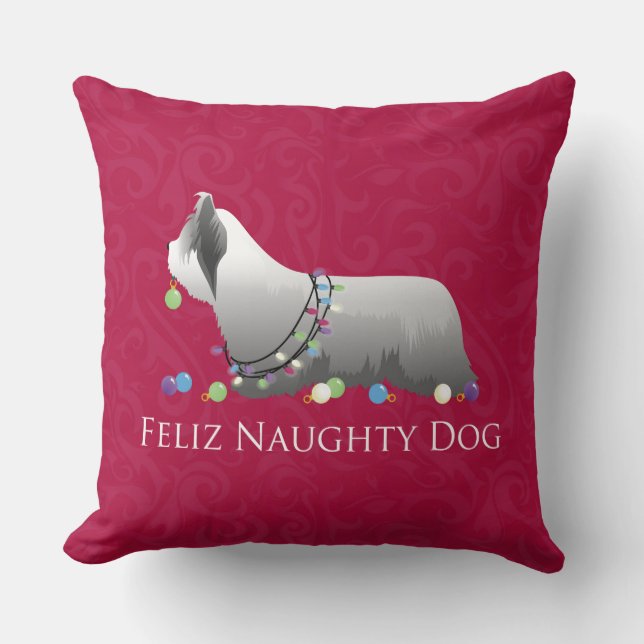 Skye Terrier Merry-kerstontwerp Kussen (Voorkant)