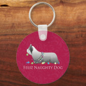 Skye Terrier Merry-kerstontwerp Sleutelhanger (Voorkant)