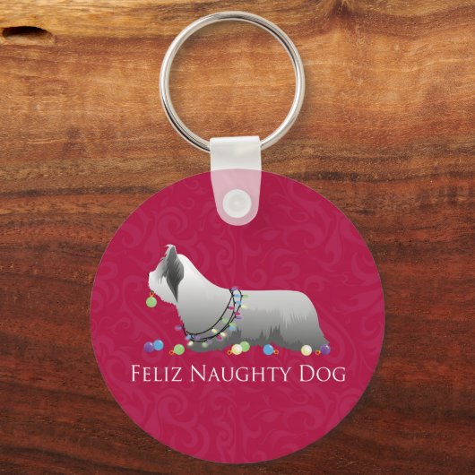 Skye Terrier Merry-kerstontwerp Sleutelhanger (Voorkant)
