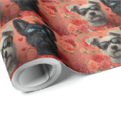 Skye Terrier met hart Rozen Valentijnsdag Cadeaupapier (Rol Hoek)